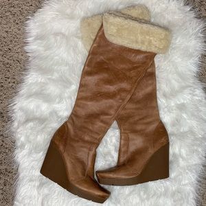 Jessica Simpson Tan Knee High Boots with Fur